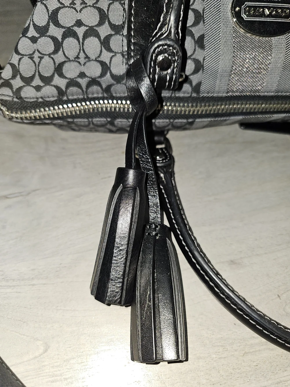 Coach Signature Legacy Stripe Molly Satchel with Tassel - Picture 8 of 14